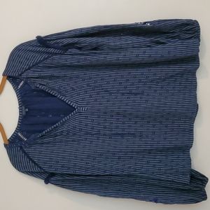 LuckyBrand pullover with tassels,  size s, navy and silver grey stripe